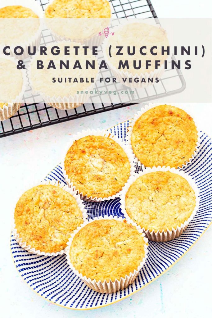 courgette banana muffins on plate and rack