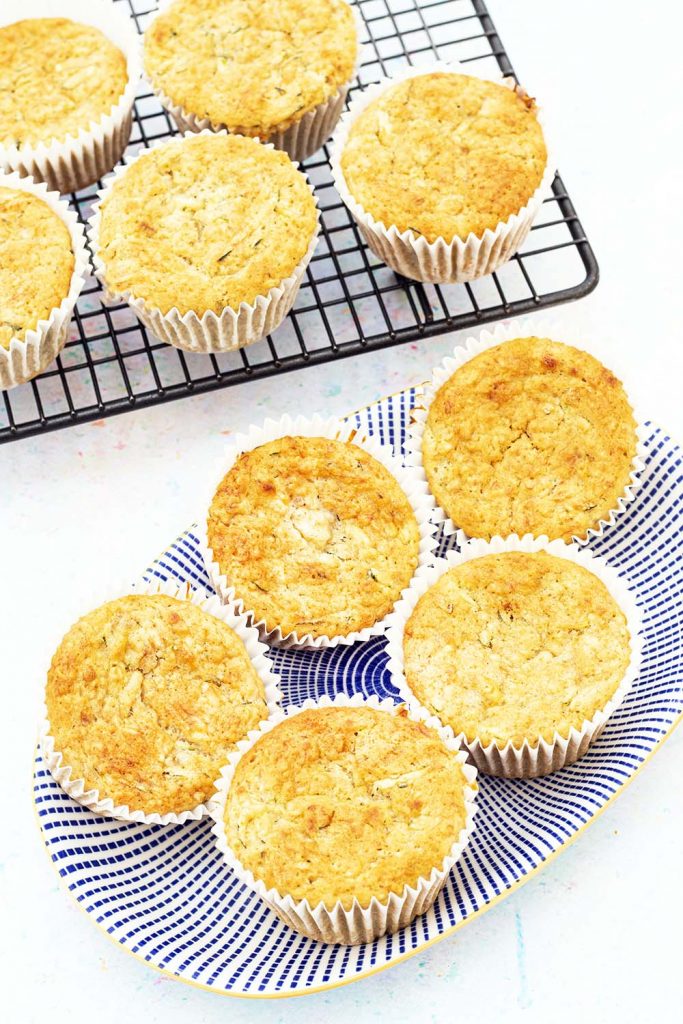 courgette banana muffins on plate and rack