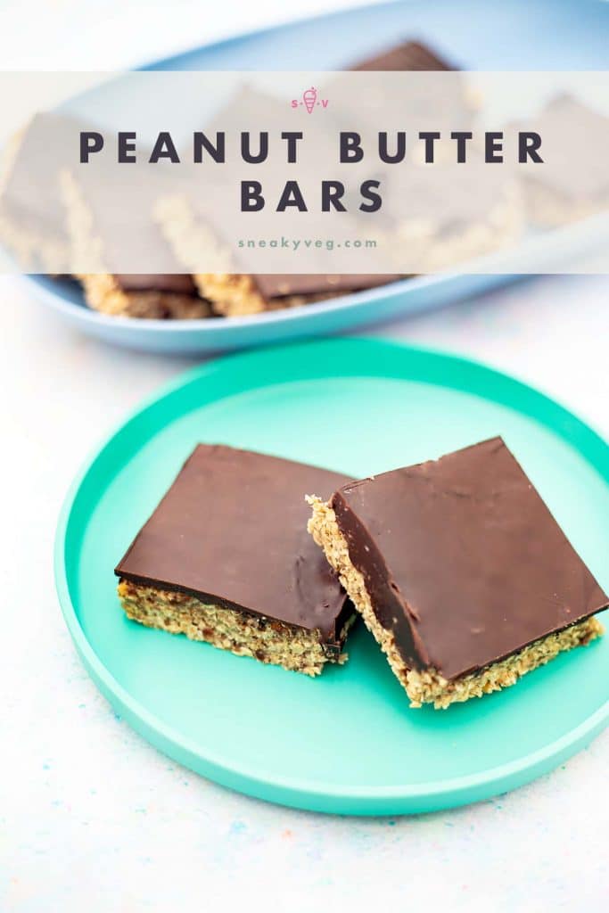 peanut butter bars on platter and plate