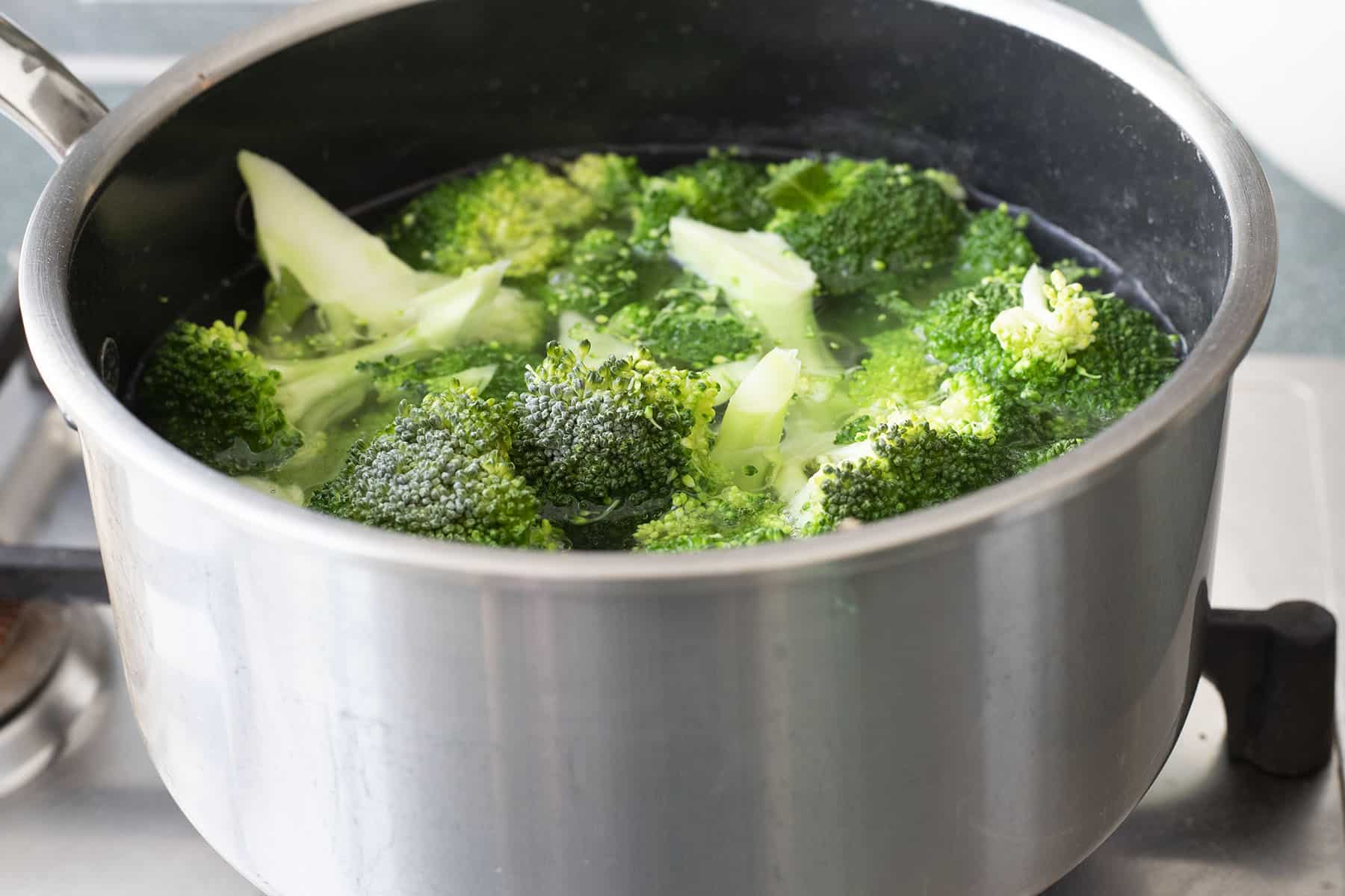 broccoli in saucepan